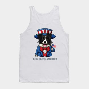 Border Collie Dog Bless America Tank Top